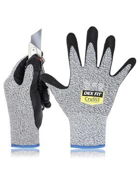 Level 5 Cut Resistant Work Gloves Grey Large Grip Touchscreen Safe